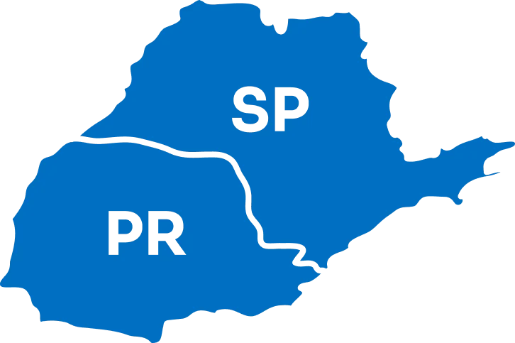 Mapa de cobertura Trans Hizza · São Paulo e norte do Paraná